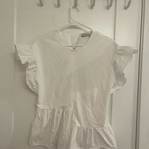 English Factory White Ruffle Blouse Holiday Preppy‎ Classic Cottagecore